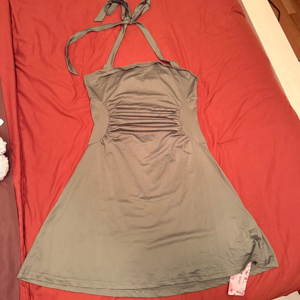 SHEIN Olive Green Mini Dress